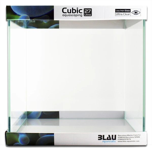 Blau Cubic Akvarium Aquascaping 27 L Optiwhite glas (30X30X30)